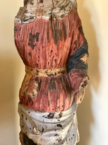 Sculpture Sculpture en Bois - Grande Madone en bois polychrome, Italie XIVe siècle